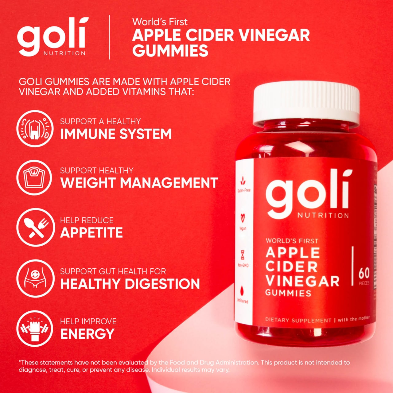 Goli Nutrition Apple Cider Vinegar Gummies  |  Unit = Case of 48