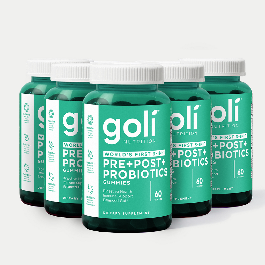 Goli Pre, Post, Probiotics Gummy - World's First 3-in-1 Gluten-Free, Vegan, Non-GMO, and Gelatin-Free.