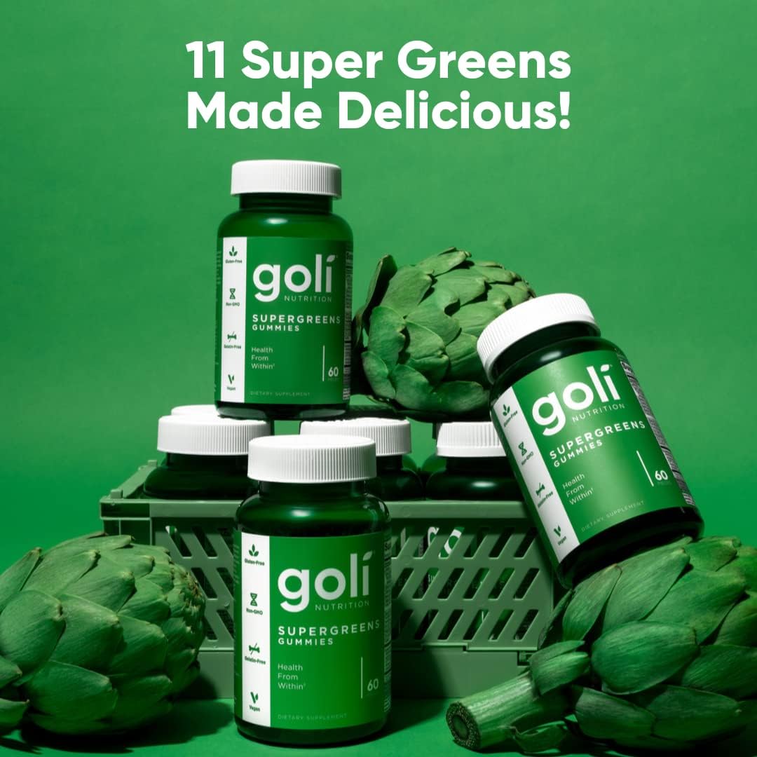Goli SuperGreen Vitamin Gummy - Essential Vitamins and Minerals - Plant-Based, Vegan, Gluten-Free & Gelatin Free