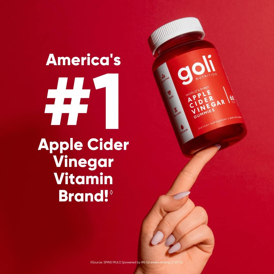 Goli Apple Cider Vinegar Gummy Vitamins - Vitamin B12, Gelatin-Free, Gluten-Free, Vegan & Non-GMO. America's #1 Apple Cider Vinegar Vitamin Brand
