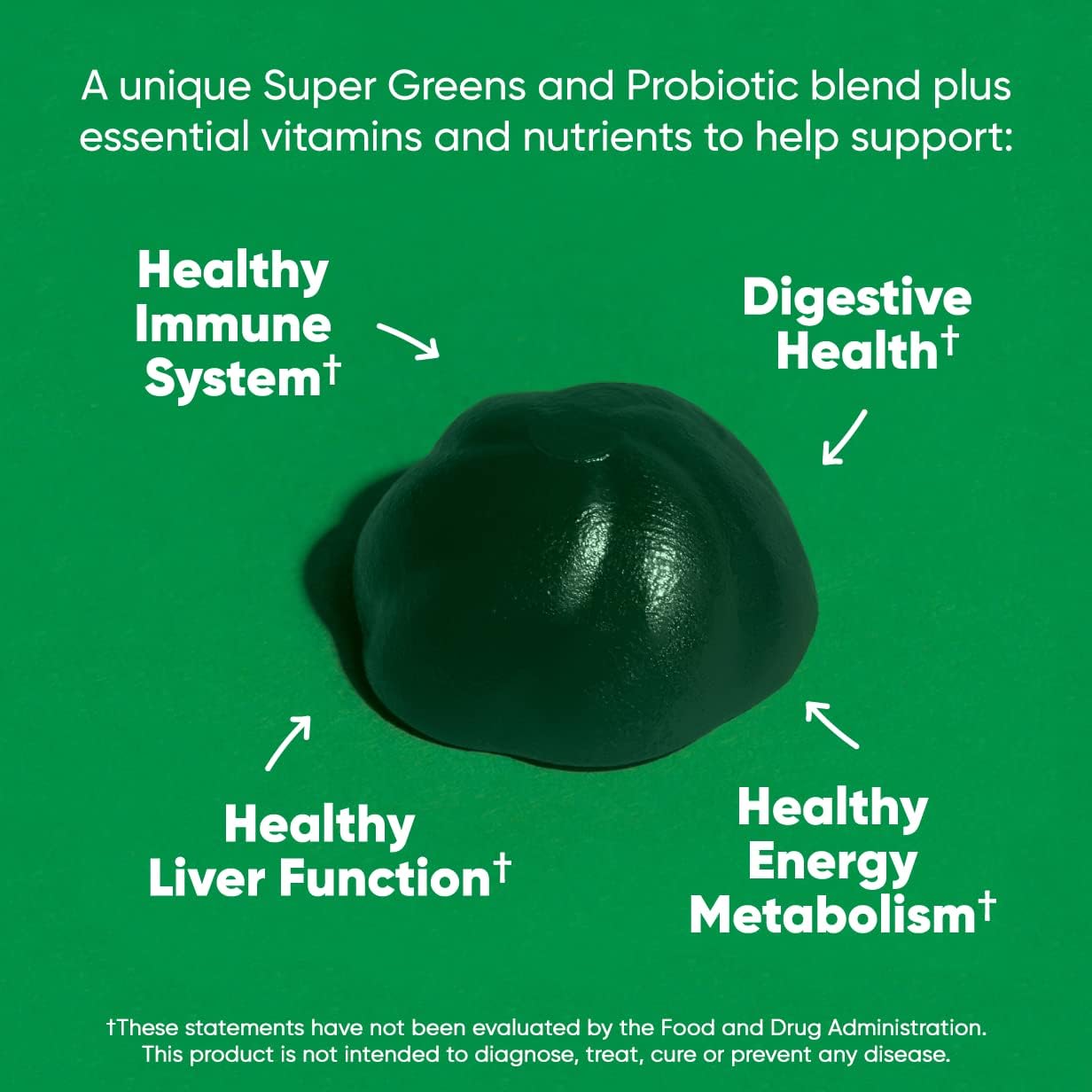 Goli SuperGreen Vitamin Gummy - Essential Vitamins and Minerals - Plant-Based, Vegan, Gluten-Free & Gelatin Free