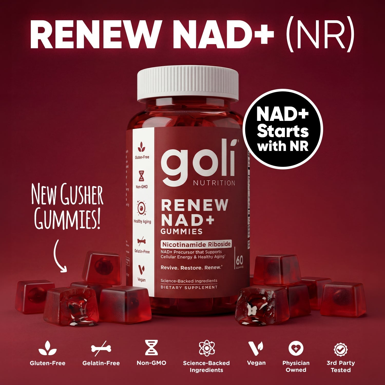Goli Nutrition Renew NAD+ Gummies  |  Unit = Case of 24