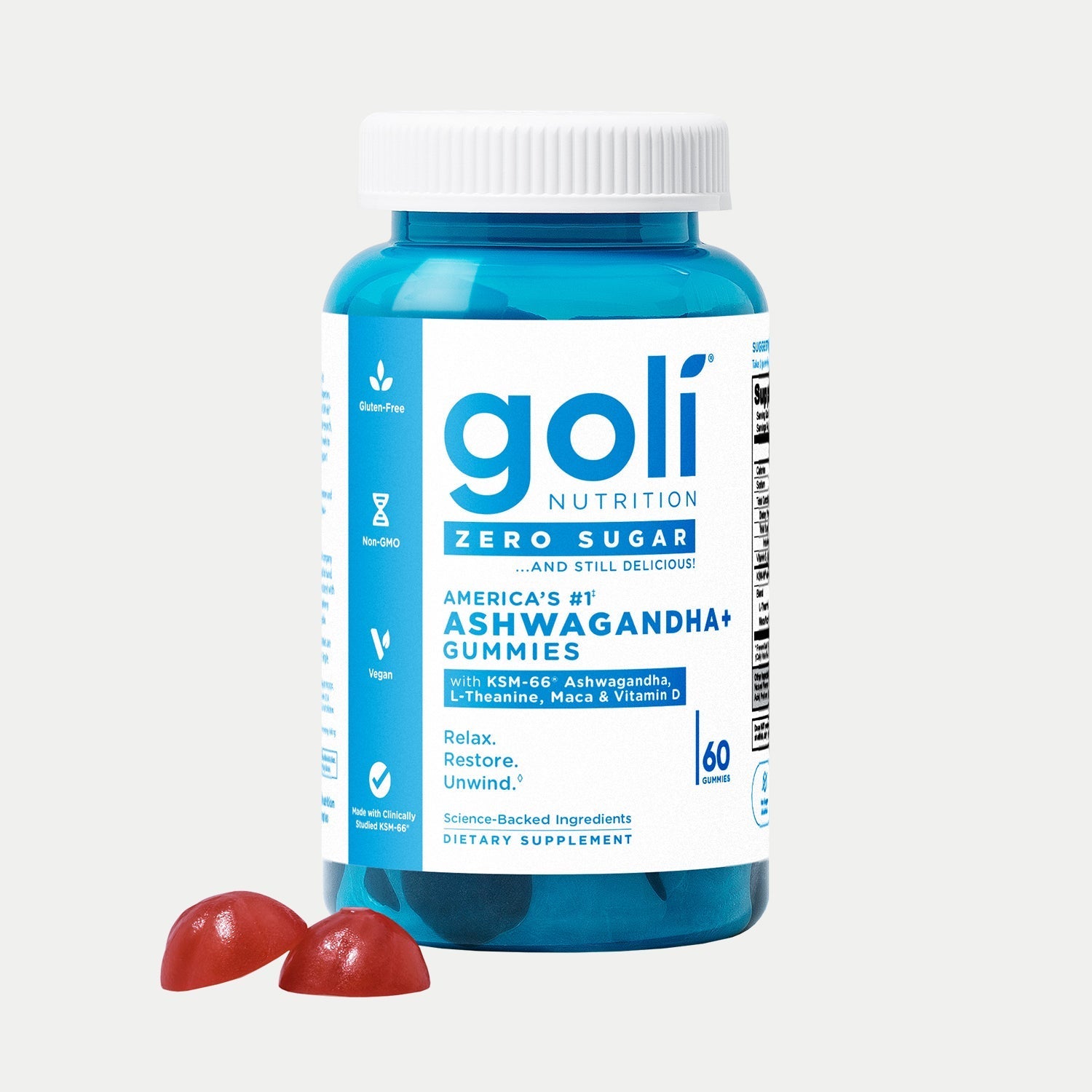 Goli Nutrition Zero Sugar Ashwagandha Gummies | Unit = Case of 24
